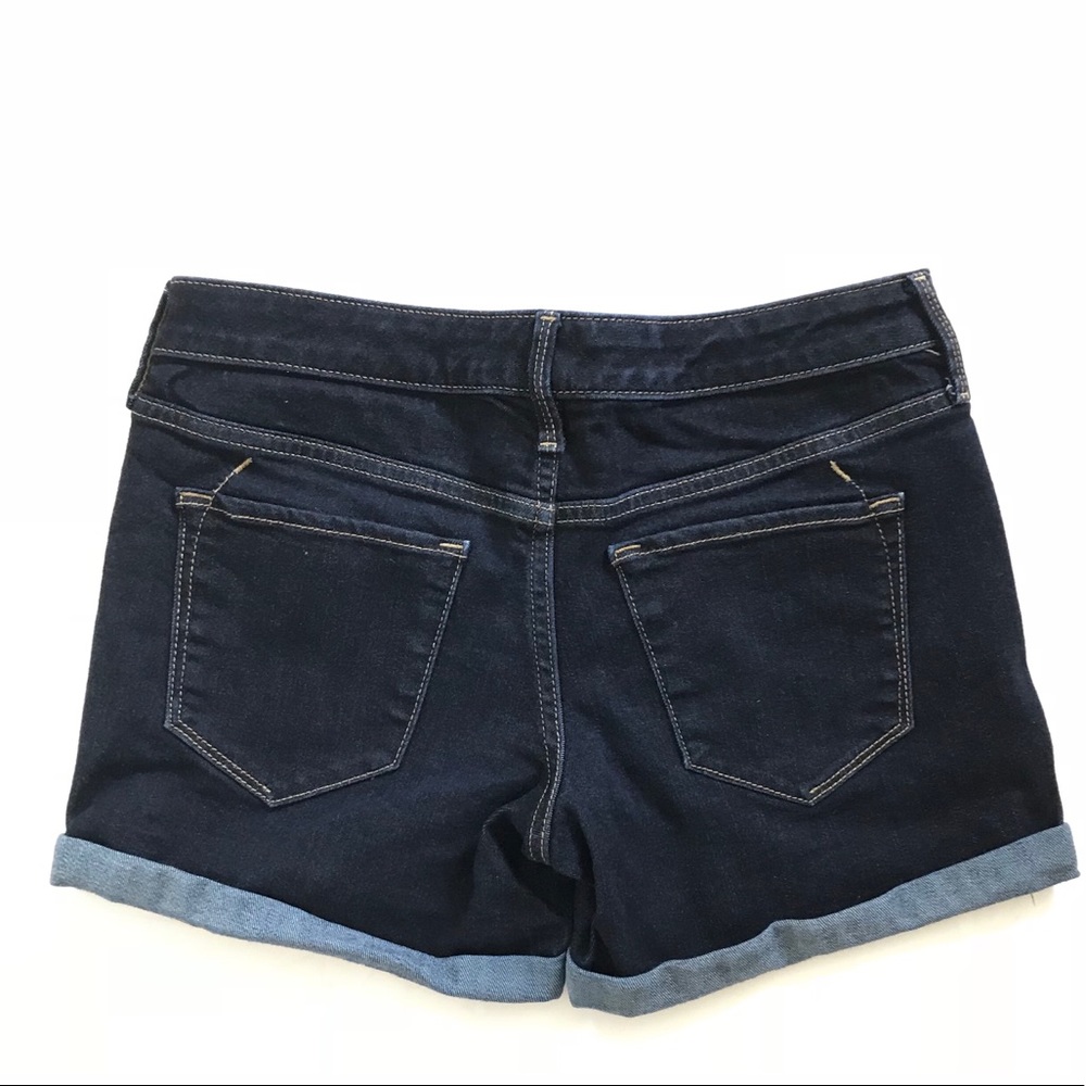 Vintage Y2K Mossimo Mid-Rise Midi Dark Denim Jean Shorts Size 0 - Picture 2 of 5
